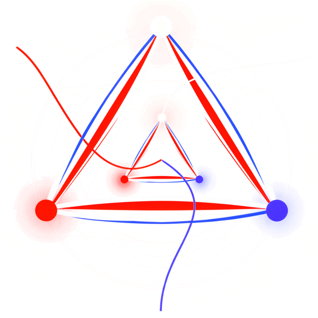 The mark of Jasutopianism 2: The Answer, the first book's triangle of three points grown outward into a larger figure with the original still lit at its centre